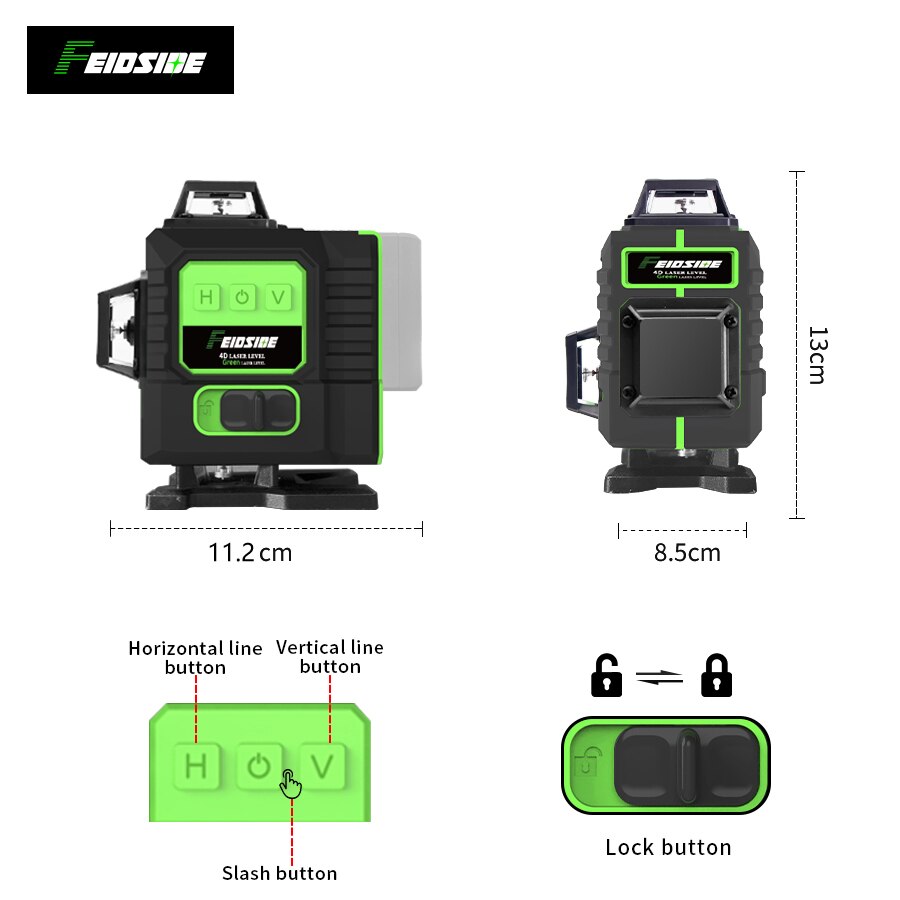 ميزان ليزر أخضر FEIDSIDE بـ 16 - مراجعة Laser Level Rotary وسعره
